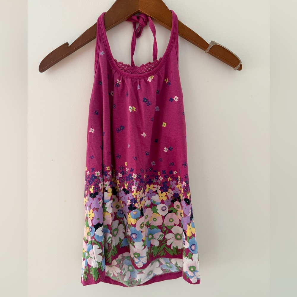 Gap Big Girls Shirt Halter Top Gap Floral pink Top %100 Cotton Size XXL 14 / 16
